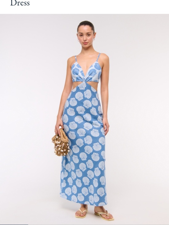 Abercrombie & Fitch Dresses & Skirts - Abercrombie & Fitch Light Blue Shell-Print Cutout Maxi Dress